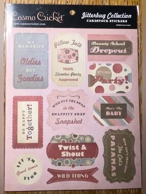 Cosme Crickets ~ Jitterbug Collection Cardstock Oldies but Goodie Happy Stickers